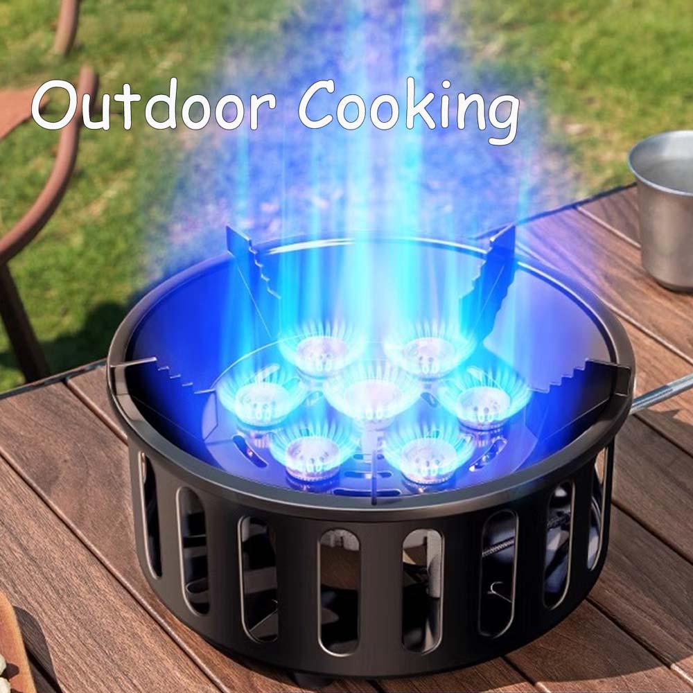 Camping Cooking Burner - 21000W 7-Core CampingเตาHigh-Power Strong FireแบบพกพาTourist Gas