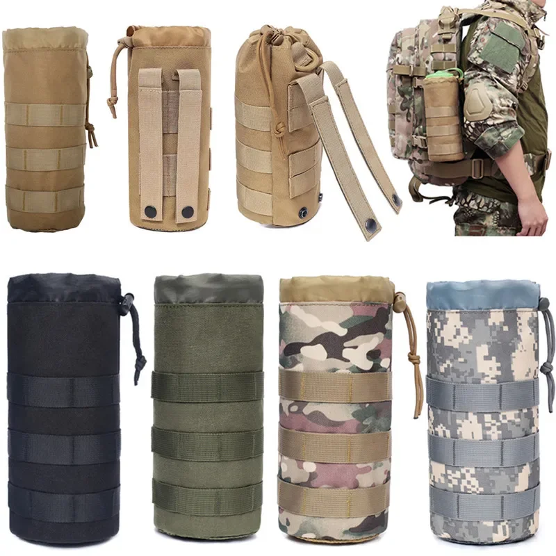 Camping Cooking Tin - ยุทธวิธี MOLLE ขวดน้ํากระเป๋าผู้ถือกระเป๋าเดินทางกลางแจ้งตั้งแคมป์เดินป่าขี่จักรยานตกปลาล่าสัตว์ขวดน้ํากาต้มน้ํา Carrier