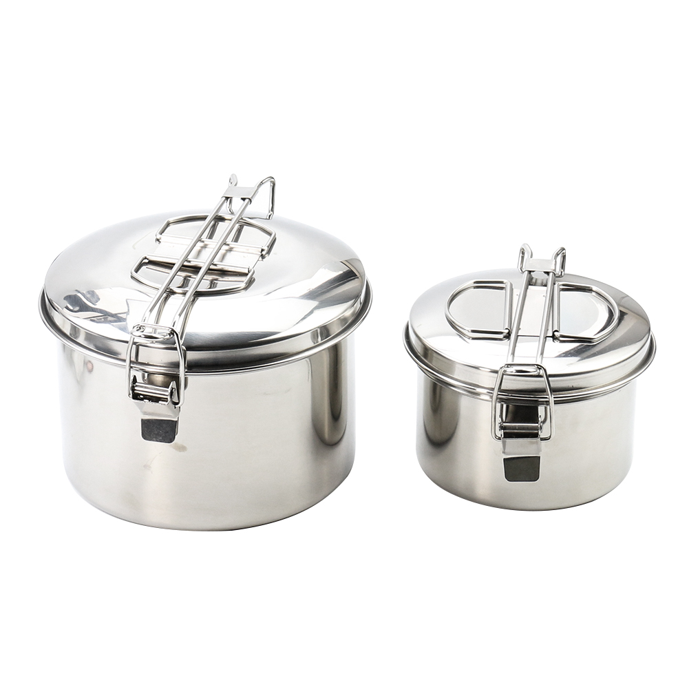 Camping Cooking Pot With Lid - หม้อแขวนสแตนเลสสำหรับตั้งแคมป์พร้อมฝาปิด เครื่องครัวพกพาสำหรับทำอาหารนอกบ้าน ปิกนิก ต้มซุป กาแฟ ต้มน้ำ