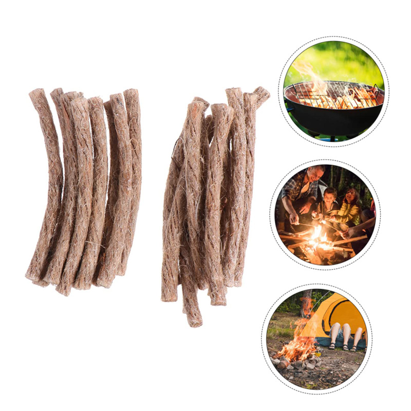 Camping Cooking Burner - เชือกป่านจุดไฟ 12/24 ชิ้น พกพาสะดวก สำหรับตั้งแคมป์ ใช้จุดไฟกลางแจ้ง