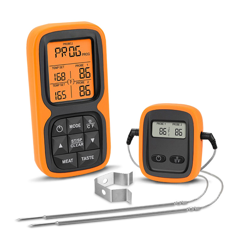 Meat Thermometer Camp - ใหม่ไร้สายดิจิตอลเครื่องวัดอุณหภูมิอาหารในครัวแบบดูอัลโพรบสำหรับบ้านกลางแจ้งแคมป์ปิ้งบาร์บีคิวย่างเตาอบเนื้อพร้อมนาฬิกาจับเวลา