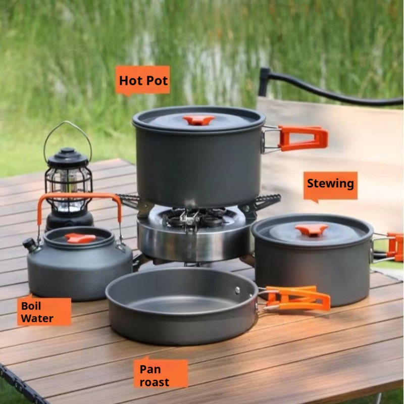 Camping Cooking Pot Large - หม้อความจุขนาดใหญ่แบบพกพาสะดวกทนความร้อนทำความสะอาดง่ายหม้อมัลติฟังก์ชั่นอุปกรณ์ทำอาหารแคมป์กลางแจ้ง