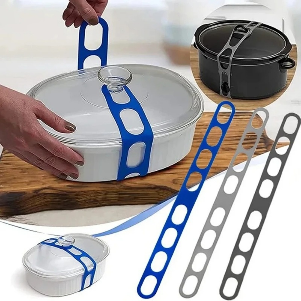 Camping Cooking Pot With Lid - สายรัดซิลิโคนยืดหยุ่นสำหรับยึดฝาหม้อแบบใช้ซ้ำได้ อุปกรณ์จัดระเบียบฝาหม้ออเนกประสงค์สำหรับทำอาหารกลางแจ้งและตั้งแคมป์