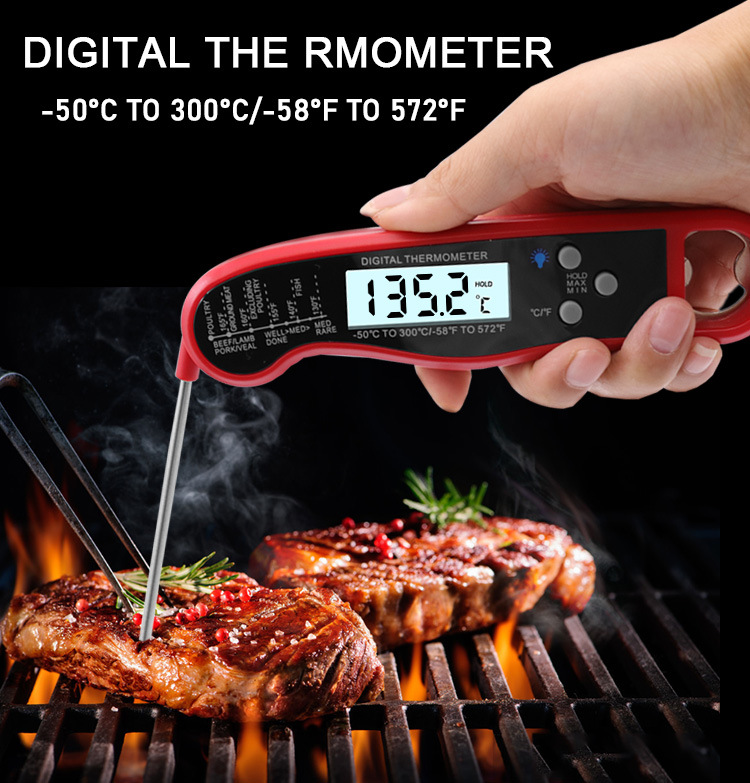 Meat Thermometer Camp - Camping เครื่องวัดอุณหภูมิกันน้ําดิจิตอลอ่านทันทีสําหรับทําอาหารบาร์บีคิว Bright Meat เครื่องวัดอุณหภูมิ dropshipping,