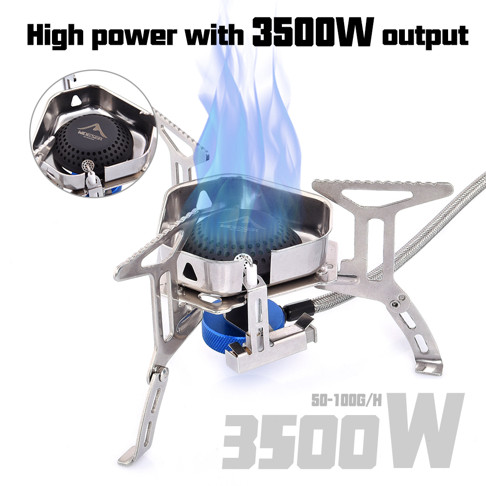 Camping Cooking Burner - เตาแก๊สสำหรับตั้งแคมป์ อุปกรณ์เตาแก๊สกลางแจ้ง 3500W เครื่องทำความร้อนกันลม อุปกรณ์ครัวสำหรับการเอาตัวรอด พกพาสะดวก
