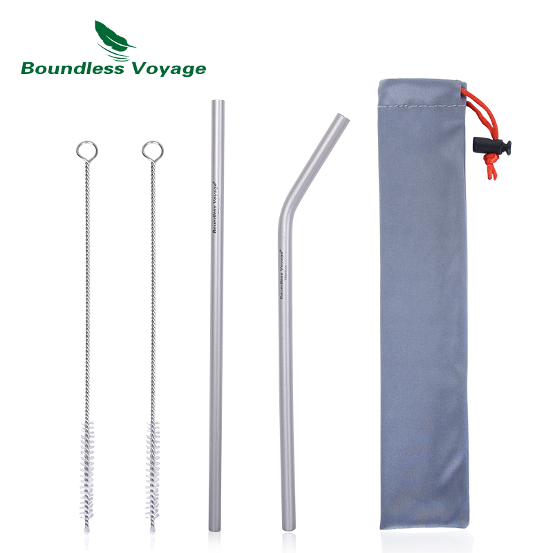 Mess Kit Titanium - Boundless Voyage Titanium ฟาง Healthy ตรงโค้ง