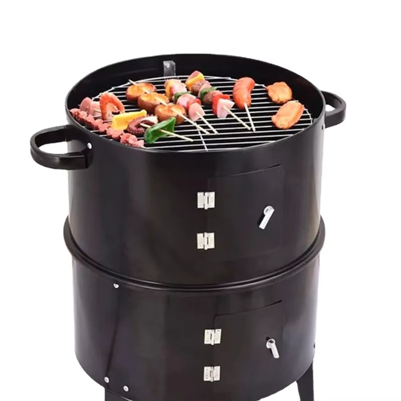 Camping Double Cooking Stove - เตาบาร์บีคิว g3BBQ แบบกลม เตาถ่านสำหรับกลางแจ้ง ย่างเบคอนแบบพกพา 3