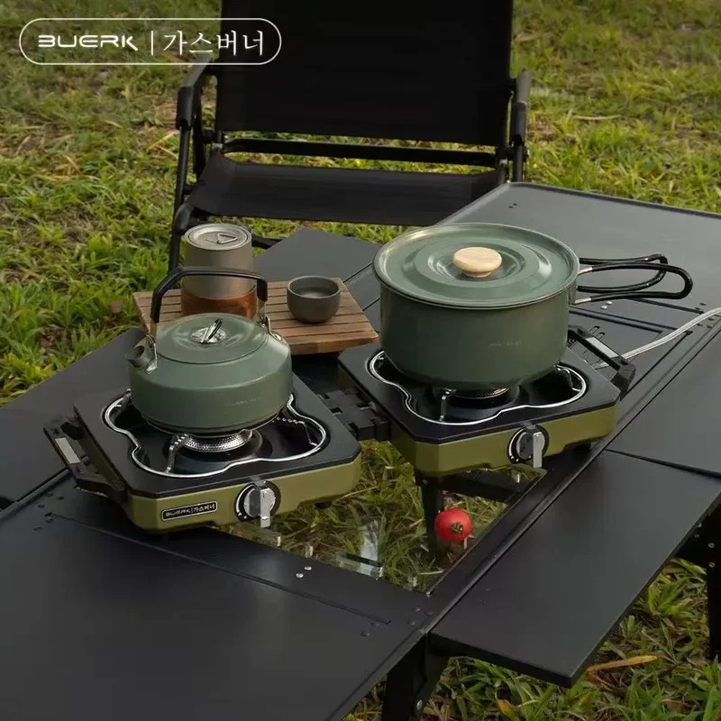 Camping Double Cooking Stove - เตาแก๊สปิกนิกแบบพกพา BUERK หัวเตาคู่ พลังไฟสูง พับได้ สำหรับตั้งแคมป์