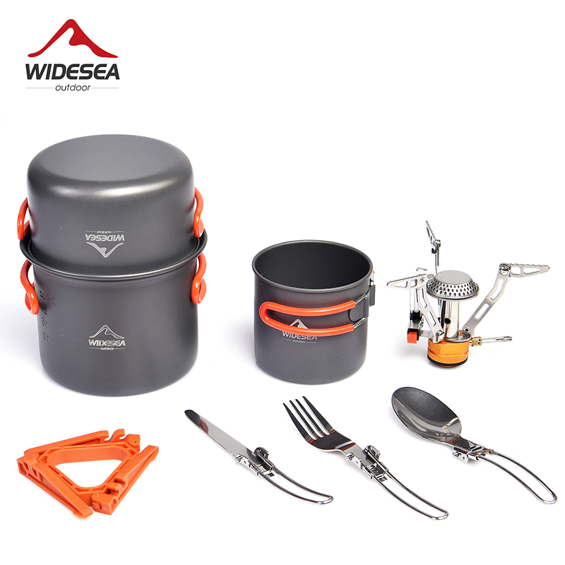Camping Cooking Burner - Set Alat masak ตั้งแคมป์แบบกว้างชุดกาน้ำพกพาเตาส้อมมีดพับได้อุปกรณ์บนโต๊ะอาหารกลางแจ้ง