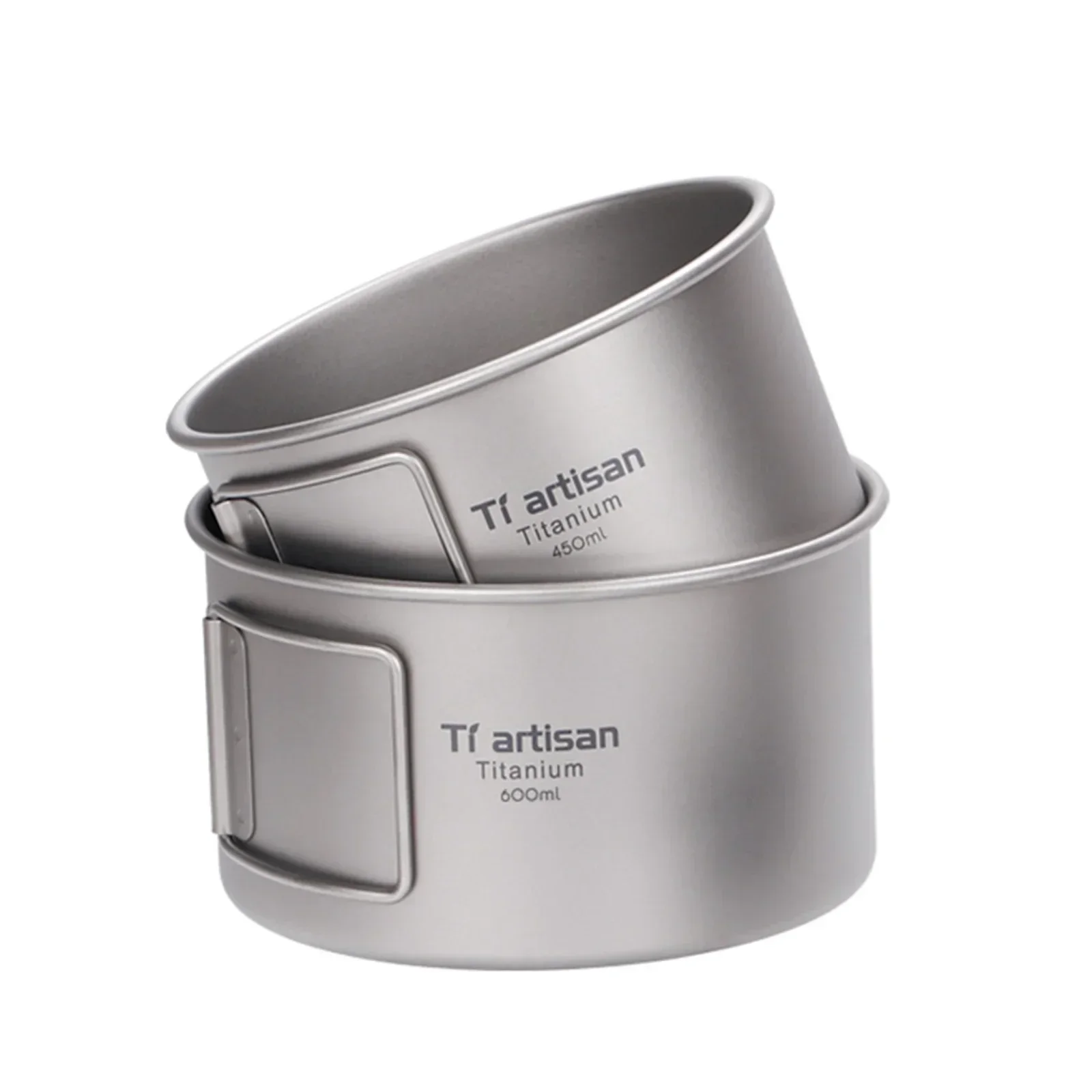 Camping Cooking Pot With Lid - ชามไทเทเนียมพับชาม 450 ml/600 ml ไม่มีฝาปิด/พร้อมฝาปิดอาหารค่ําอาหารกลางแจ้ง Pan