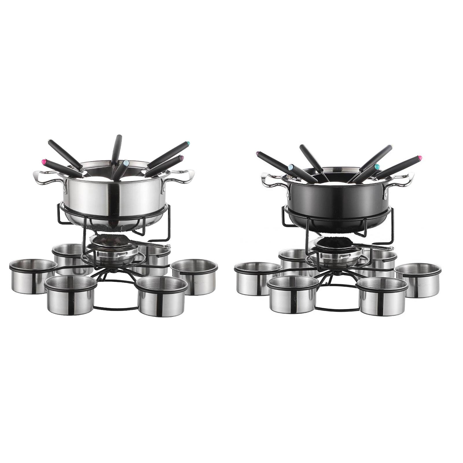 Camping Cooking Sets - ชุดหม้อฟองดูพร้อมเตาปรุงอาหารแบบหนาพิเศษอเนกประสงค์ ใช้งานได้หลากหลาย เหมาะสำหรับงานแต่งงาน งานเลี้ยงวันเกิด ปิกนิก แคมป์ปิ้ง
