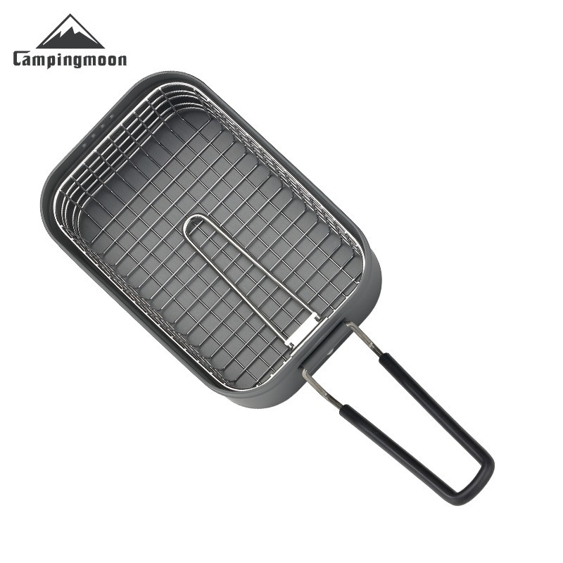 Camping Cooking Tin - CAMPINGMOON S-1218 ตะแกรงทอดอาหารสแตนเลสแบบพับได้สำหรับตั้งแคมป์กลางแจ้ง ตะแกรงทอดอาหารสำหรับปิกนิก ตะแกรงทอดอาหารสำหรับกล่องอาหารกลางวัน