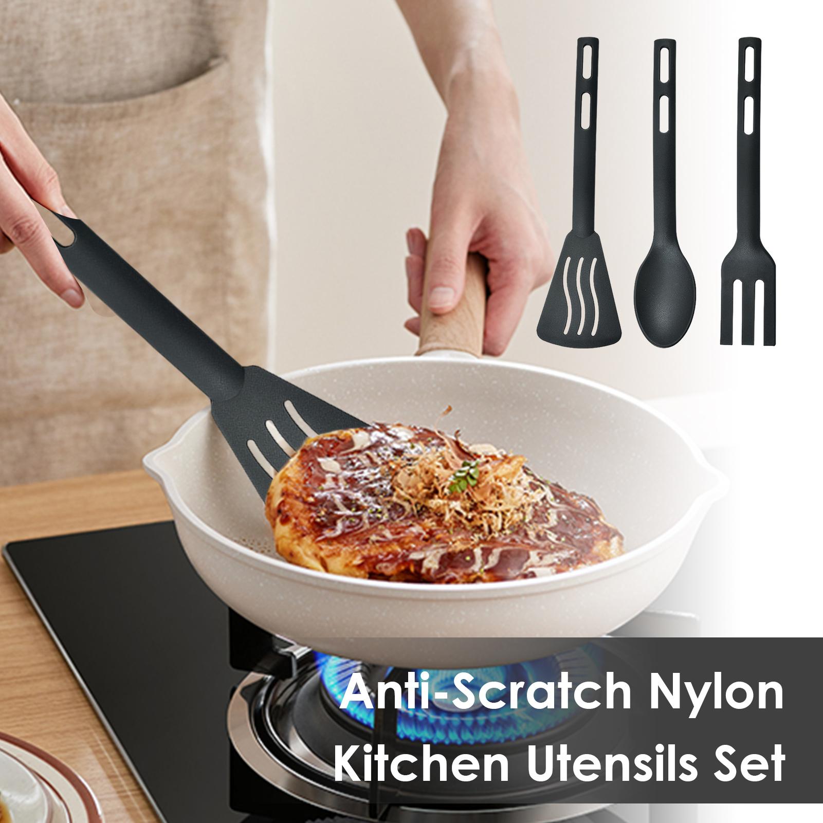 Camping Cooking Accessories Set - ชุดอุปกรณ์ครัวทนความร้อน อุปกรณ์ครัวแบบไม่ติดกระทะแบบพกพา ด้ามจับที่สะดวกสบาย อุปกรณ์ทำอาหารไนลอน