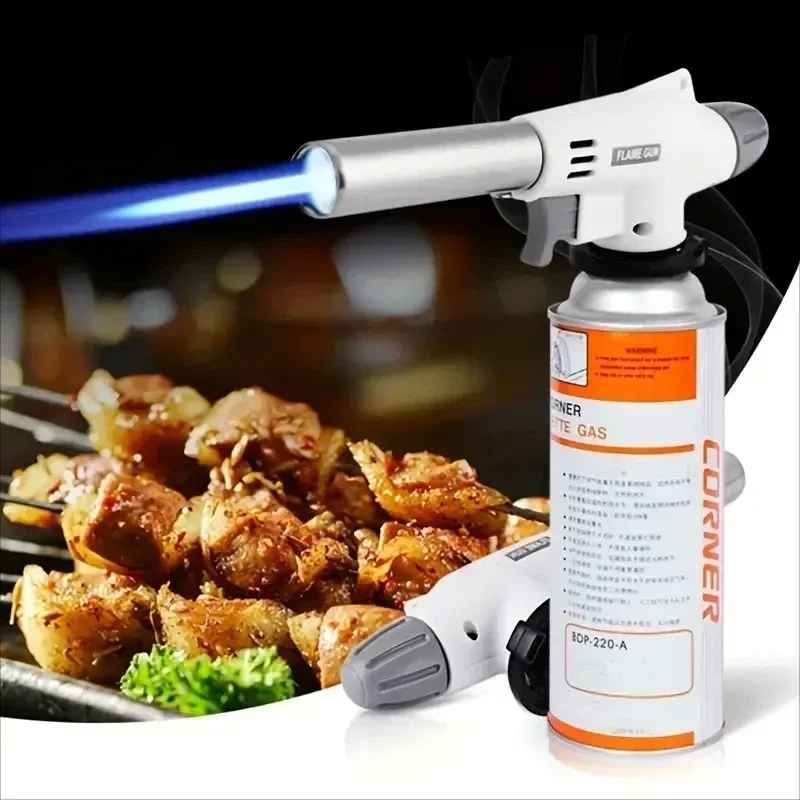 Camping Cooking Torch - เปลวไฟแบบพกพาปืนมัลติฟังก์ชั่บาร์บีคิวไฟฉาย Burner สําหรับ Camping BBQ ขนมหวาน,บัดกรี,ทําอาหารเครื่องมือทําความร้อน,ครัวเรือนชั้น