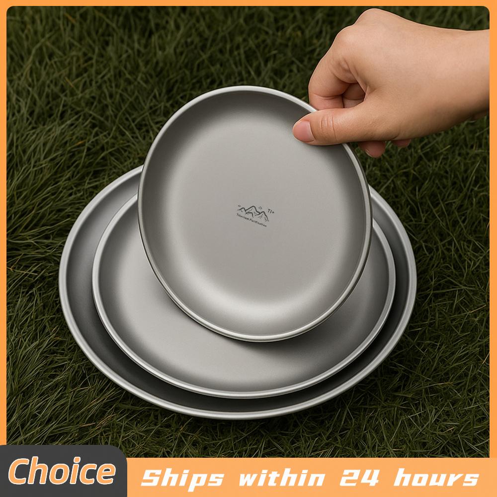 Mess Kit Titanium - แผ่นสแตนเลสไทเทเนียมบริสุทธิ์แบบพกพา วัสดุ 304 น้ำหนักเบา ต้านเชื้อแบคทีเรีย 99%
