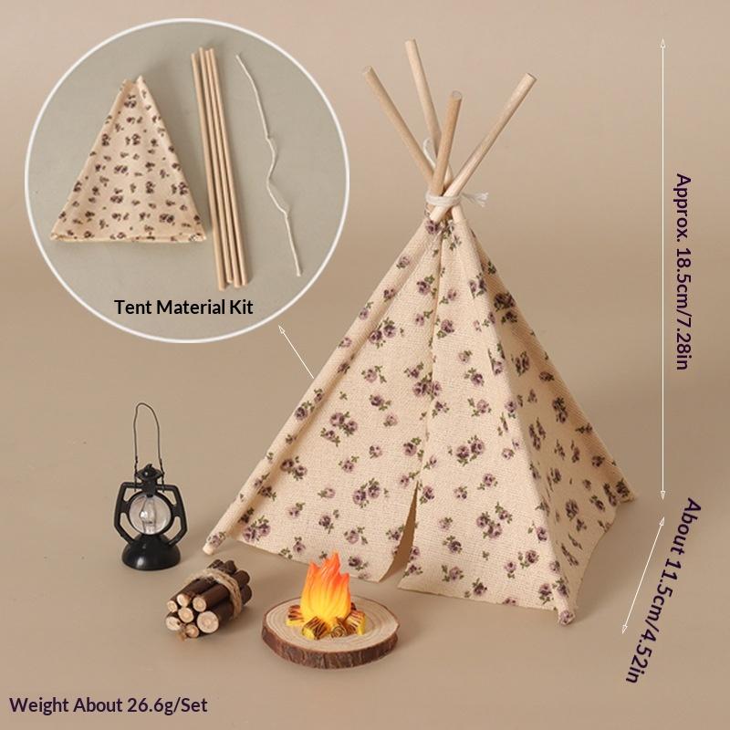 Camping Cooking Accessories Set - ชุดบ้านตุ๊กตาขนาด 1/12 จำนวน 1 ชุด พร้อมฉากตกแต่งทำอาหารปิ้งย่างกลางแจ้ง