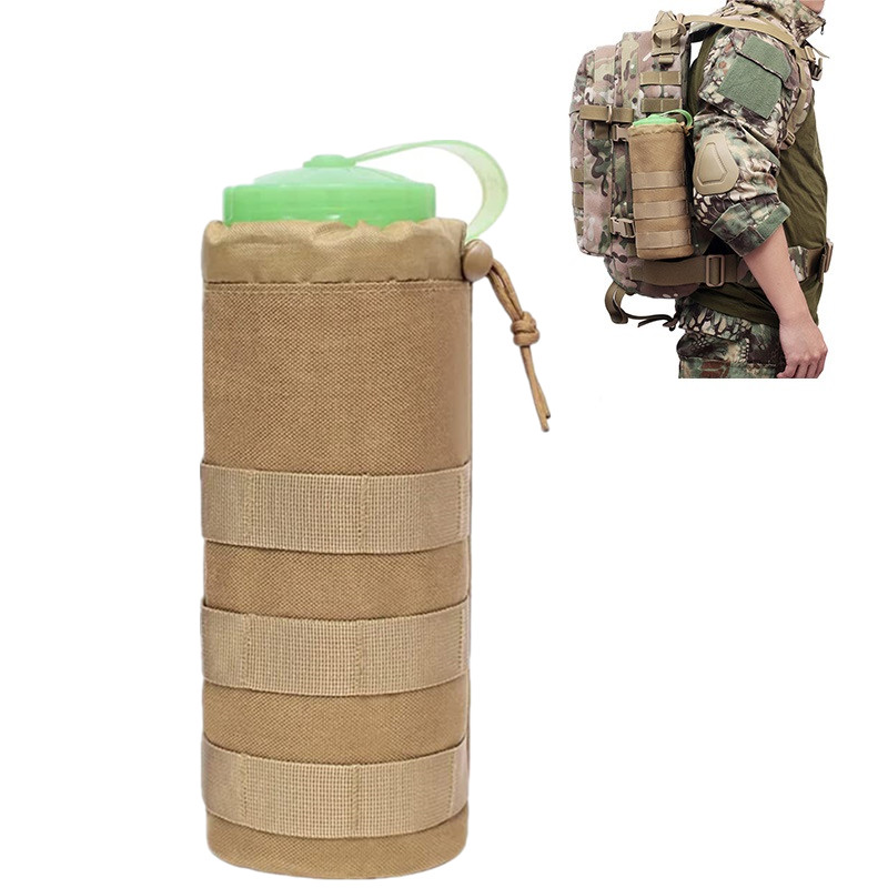 Camping Cooking Bag - กระเป๋ากระบอกน้ำ Molle แนวยุทธวิธีเดินป่าตั้งแคมป์กลางแจ้งที่ใส่ขวดอเนกประสงค์แบบผูกเชือกกระเป๋าเก็บ