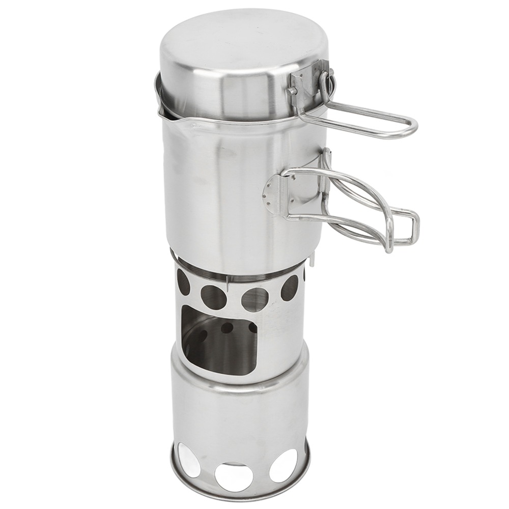 ชุดเครื่องครัวแคมป์ปิ้งสแตนเลส - Camping Cooking Pot With Lid บทวิจารณ์และราคา