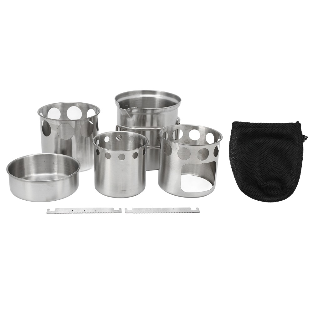 ชุดเครื่องครัวแคมป์ปิ้งสแตนเลส - Camping Cooking Pot With Lid บทวิจารณ์และราคา