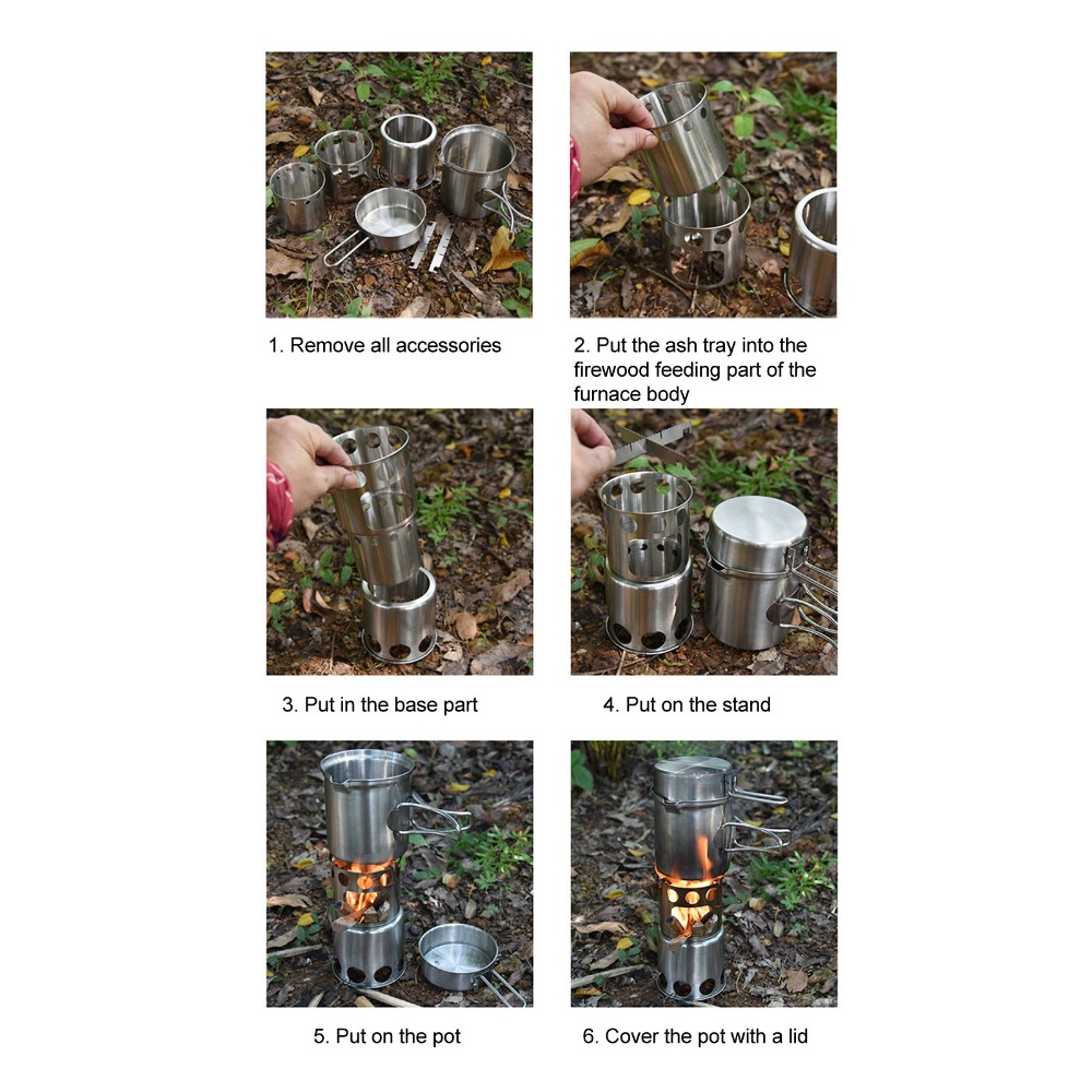 ชุดเครื่องครัวแคมป์ปิ้งสแตนเลส - Camping Cooking Pot With Lid บทวิจารณ์และราคา