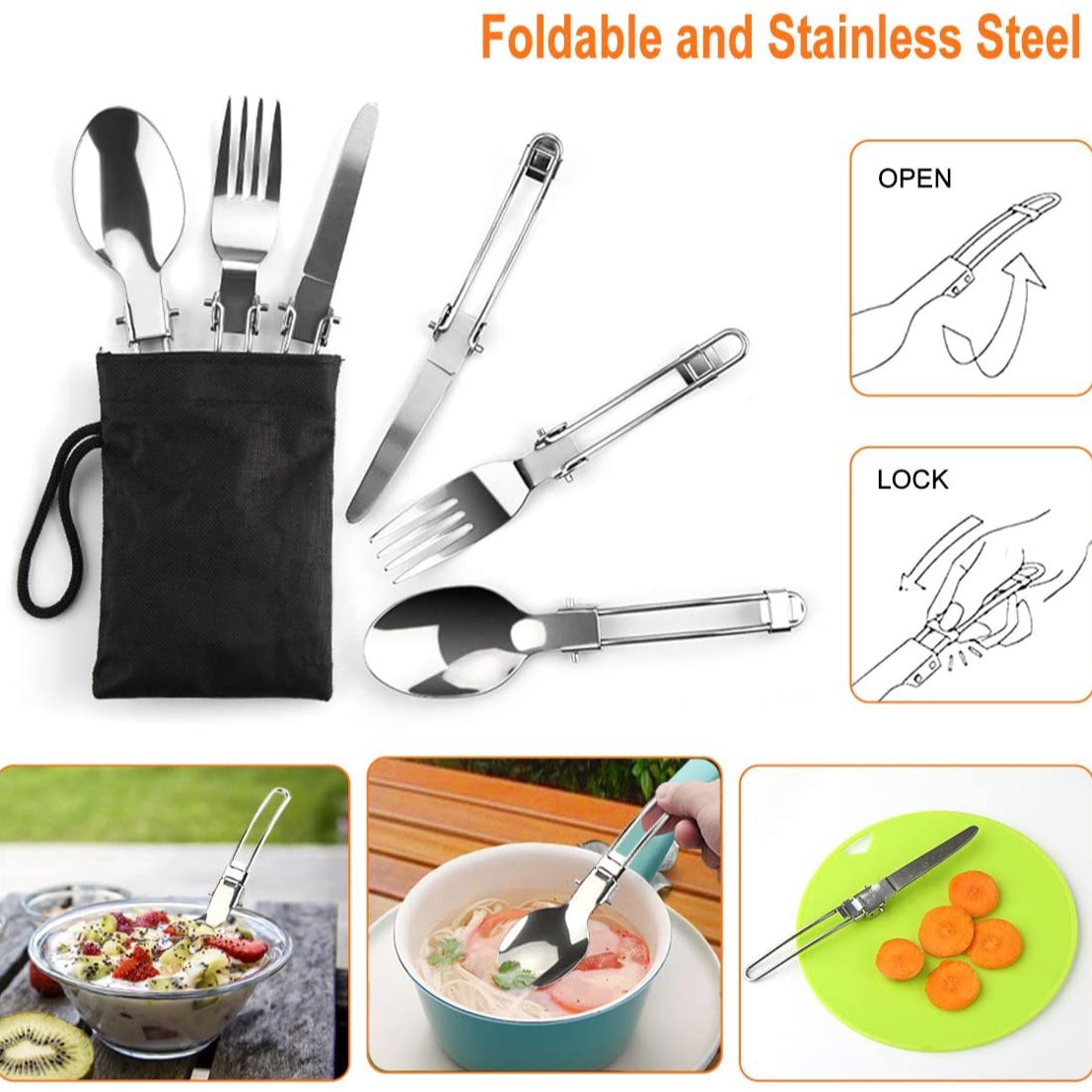ชุดทำอาหารสำหรับตั้งแคมป์กลางแ - Camping Cooking Set With Kettle บทวิจารณ์และราคา