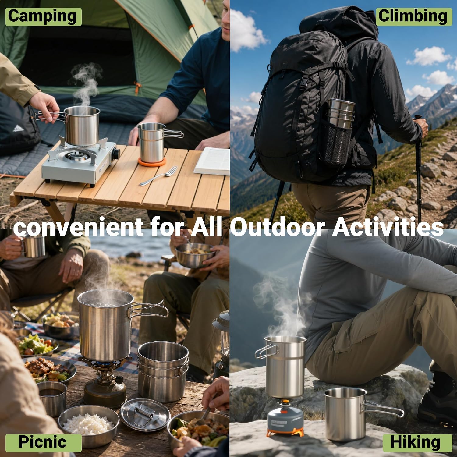 แก้วพับได้สำหรับแคมป์ปิ้ง หม้อ - Camping Cooking Pot With Lid บทวิจารณ์และราคา