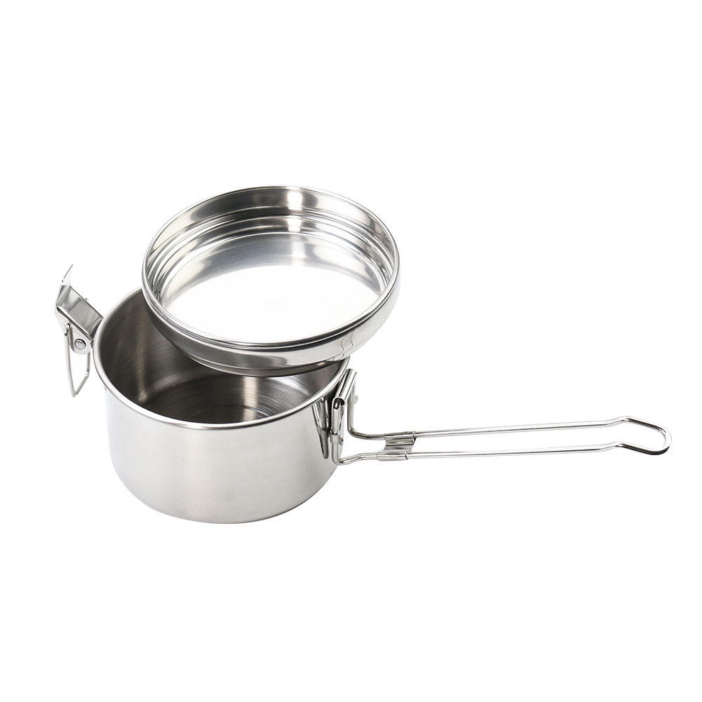 หม้อแขวนสแตนเลสสำหรับตั้งแคมป์ - Camping Cooking Pot With Lid บทวิจารณ์และราคา