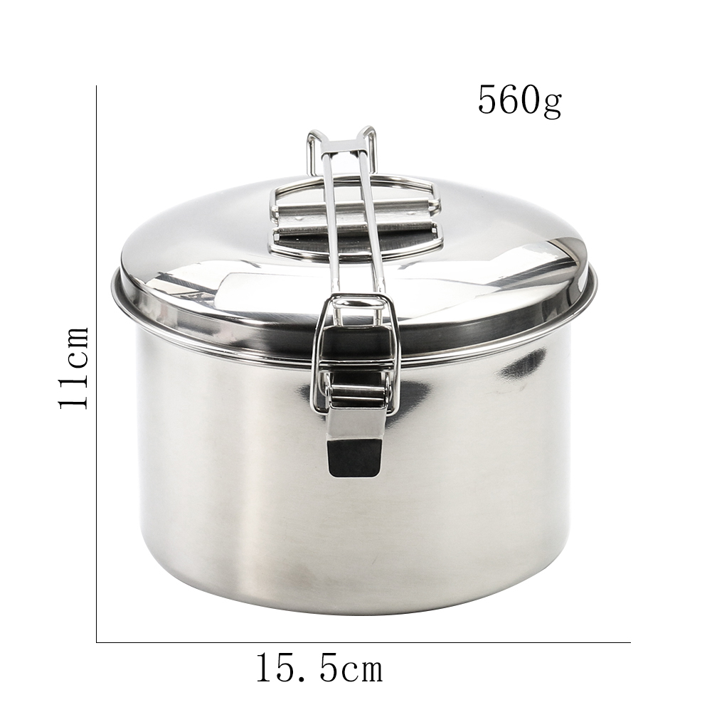 หม้อแขวนสแตนเลสสำหรับตั้งแคมป์ - Camping Cooking Pot With Lid บทวิจารณ์และราคา