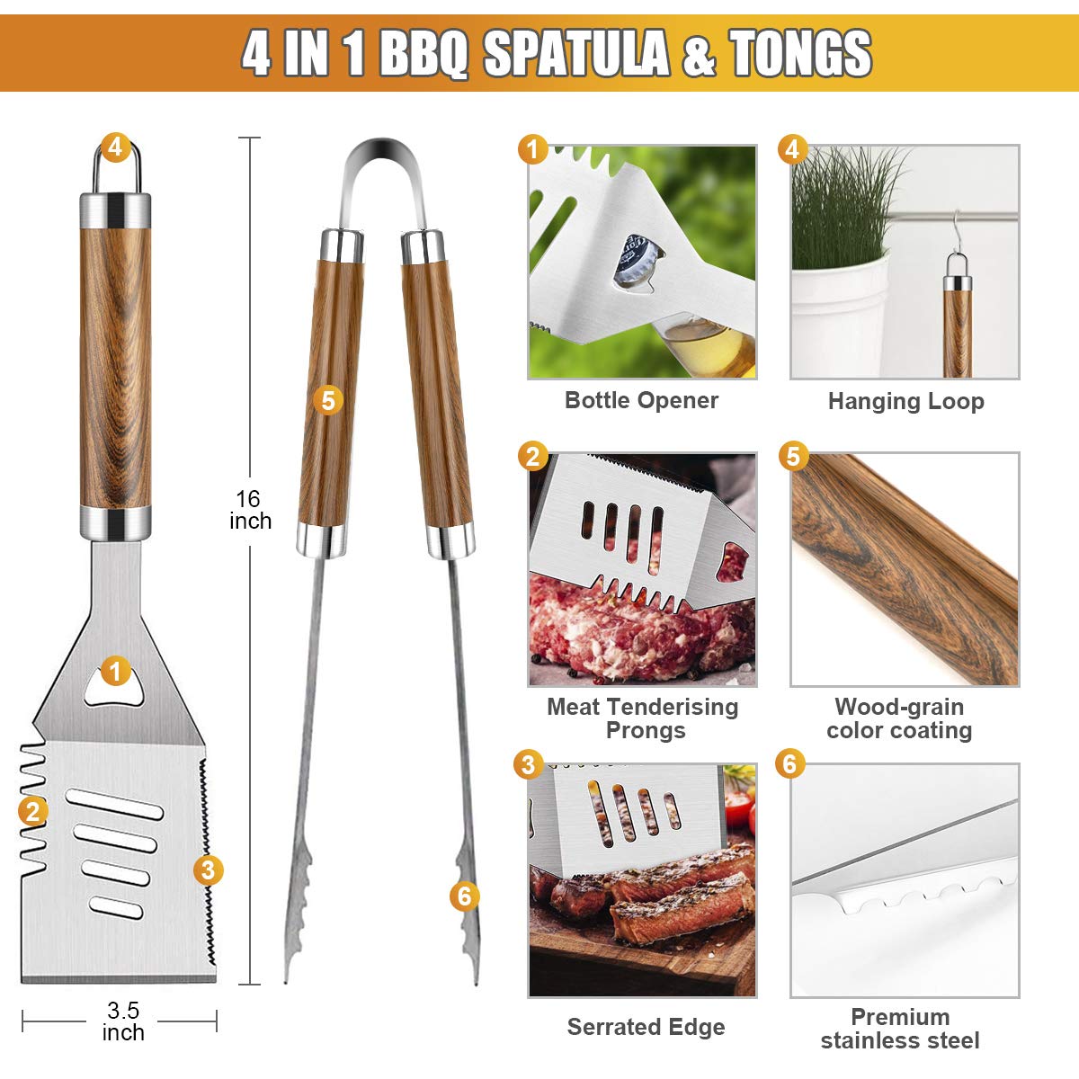 38 ชิ้นอุปกรณ์ย่างบาร์บีคิวชุด - Camping Cooking Accessories Set บทวิจารณ์และราคา