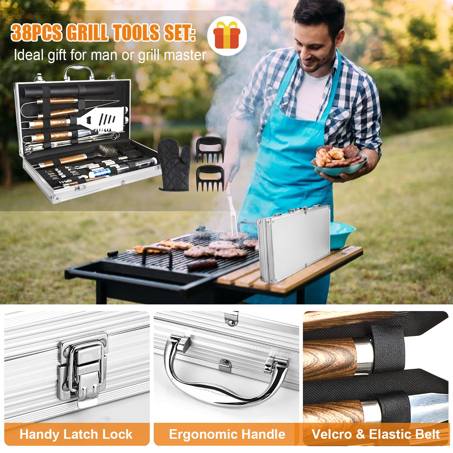 38 ชิ้นอุปกรณ์ย่างบาร์บีคิวชุด - Camping Cooking Accessories Set บทวิจารณ์และราคา