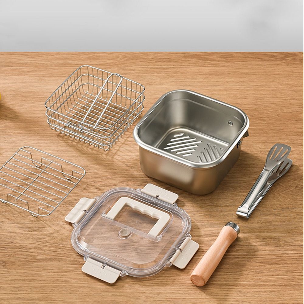 กระทะสแตนเลสแบบพกพา รูปทรงสี่เ - Camping Cooking Accessories Set บทวิจารณ์และราคา