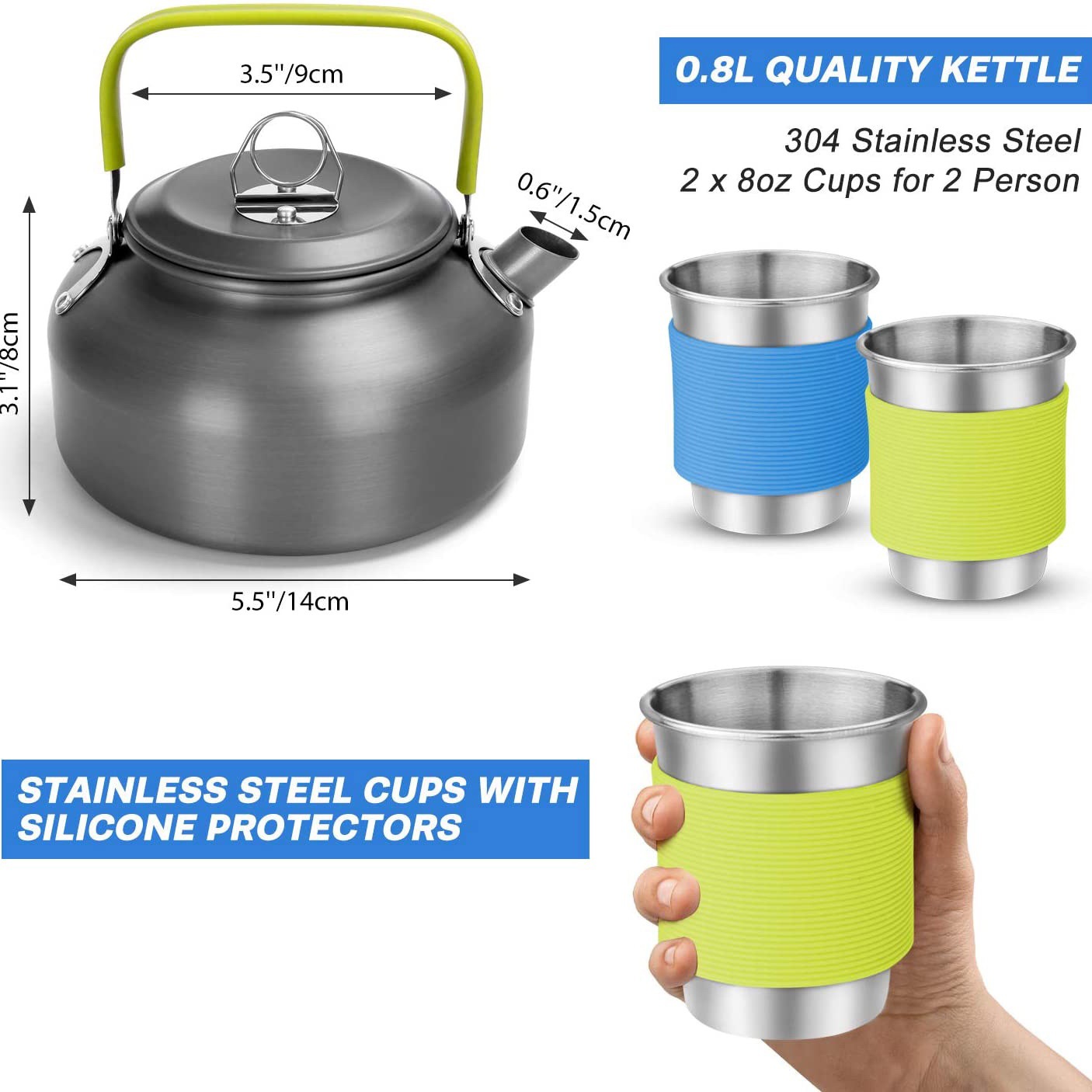 ชุดเครื่องครัวสำหรับแคมป์ปิ้ง  - Camping Cooking Set With Kettle บทวิจารณ์และราคา