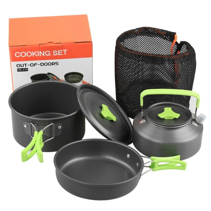 ชุดทำอาหารสำหรับตั้งแคมป์, ชุด - Camping Cooking Set With Kettle บทวิจารณ์และราคา