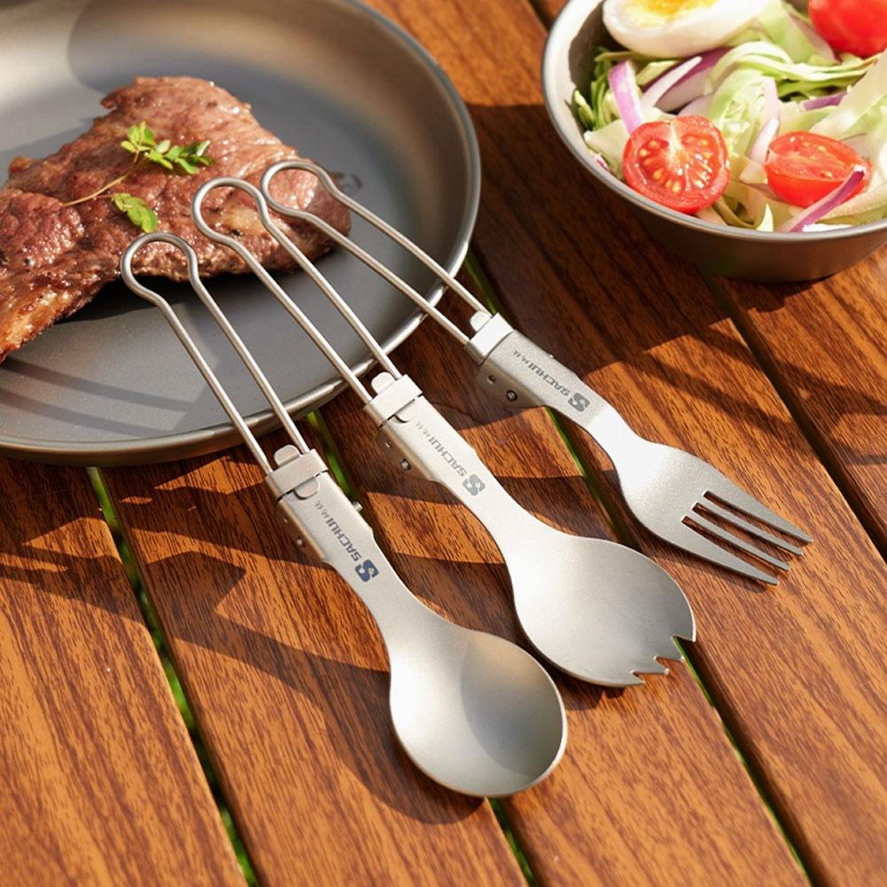 ชุดช้อนส้อมตะเกียบไทเทเนียมสำห - Camp Spork Set บทวิจารณ์และราคา