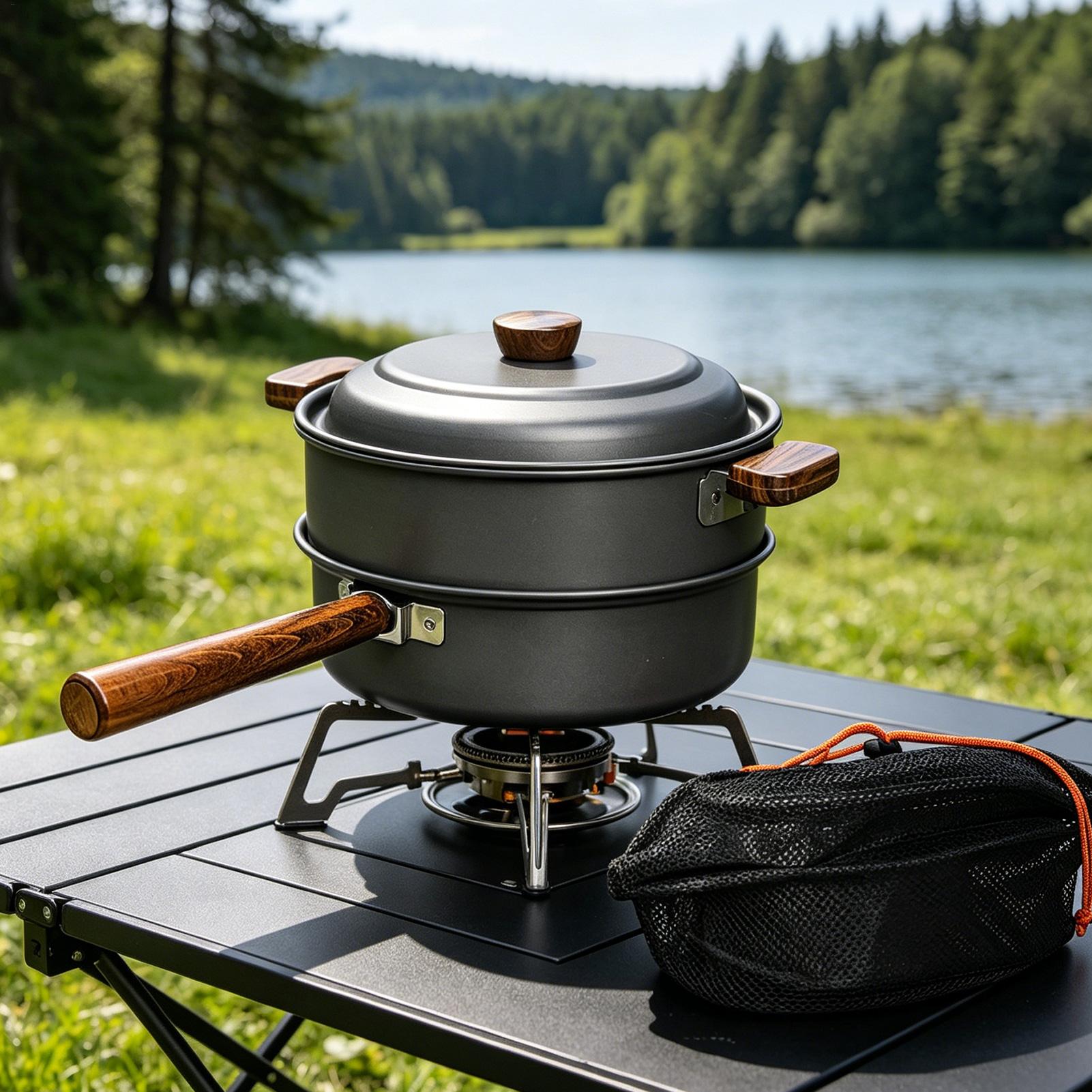 กระทะแคมป์ปิ้งแบบพกพาขนาดใหญ่น - Camping Double Cooking Stove บทวิจารณ์และราคา