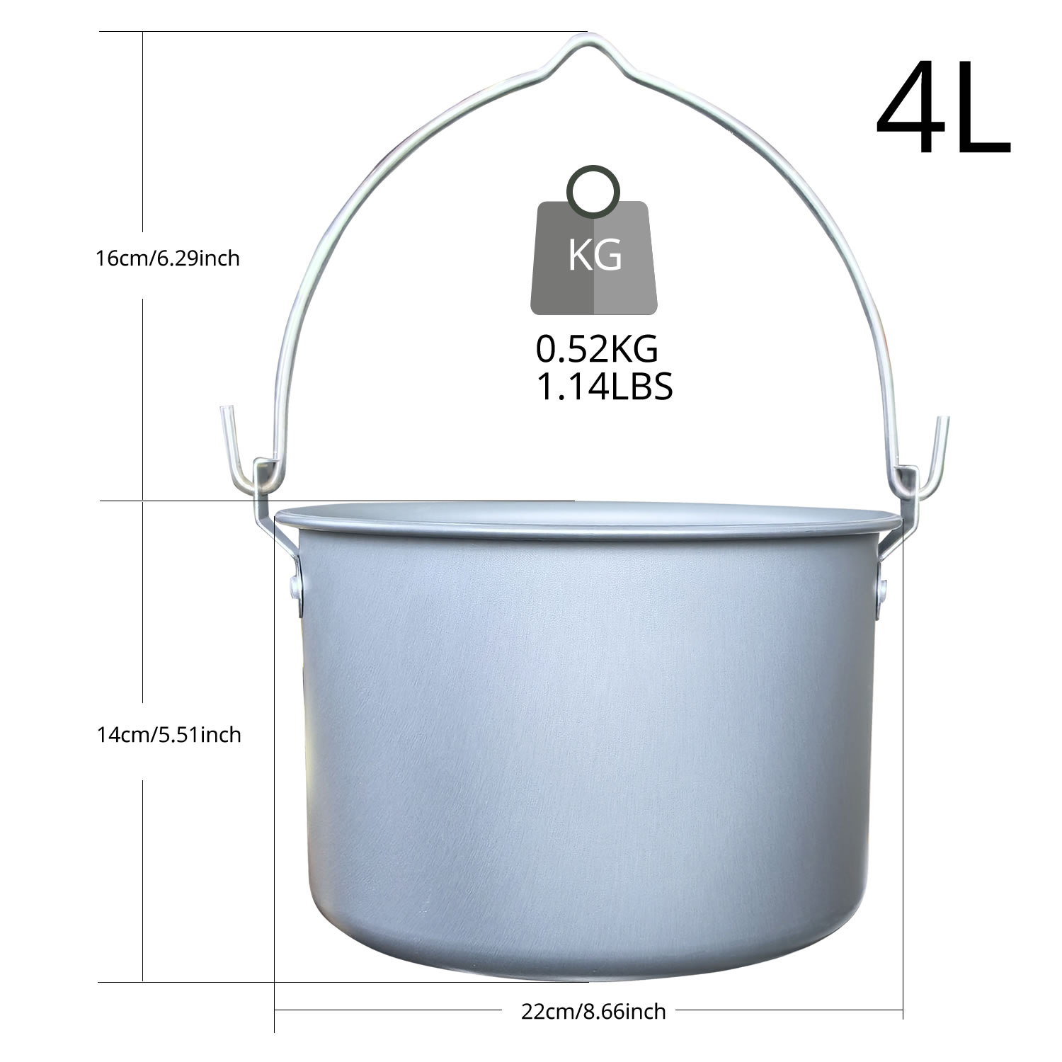 หม้อแขวนกลางแจ้ง 4 ลิตร สำหรับ - Camping Cooking Pot Large บทวิจารณ์และราคา