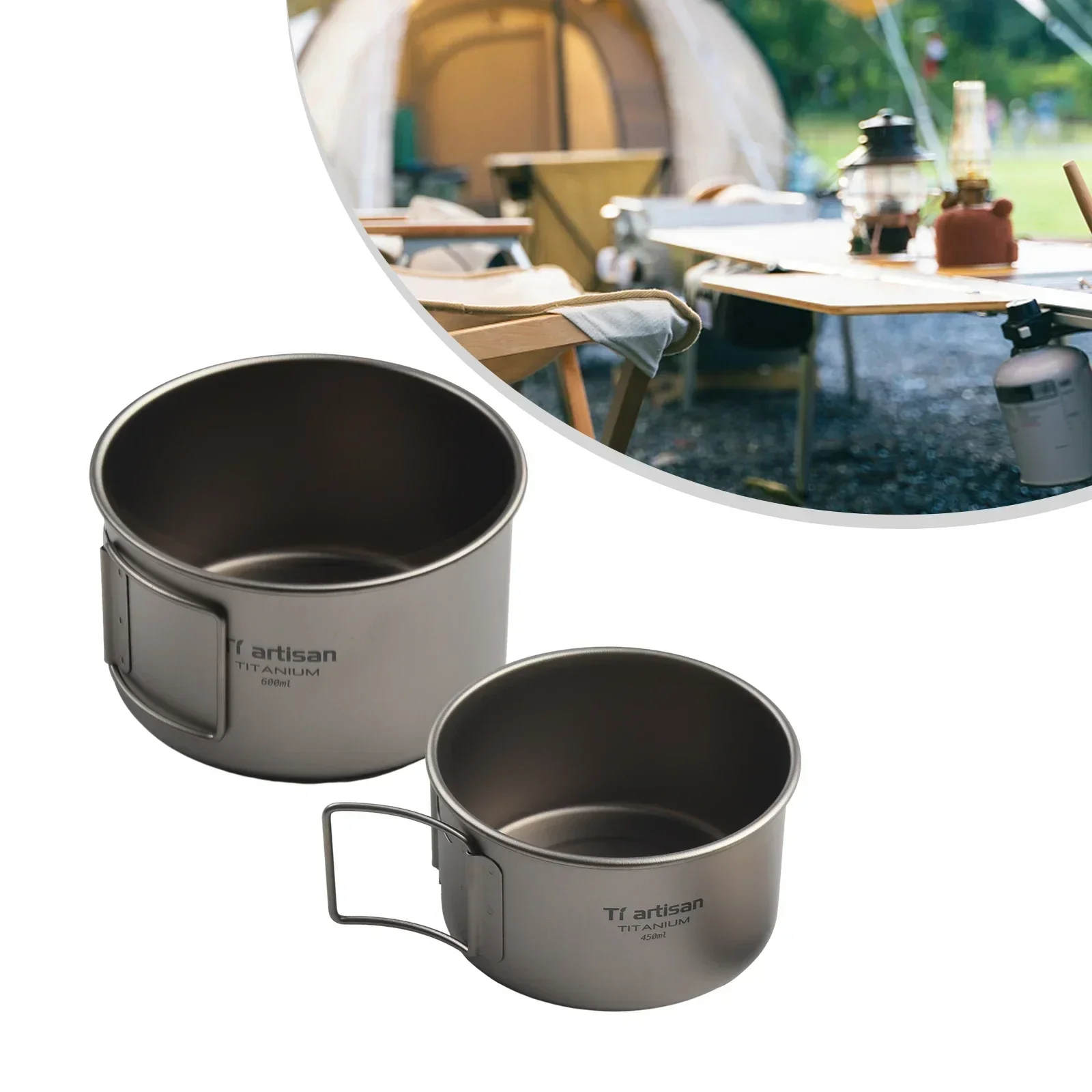 ชามไทเทเนียมพับชาม 450 ml/600  - Camping Cooking Pot With Lid บทวิจารณ์และราคา