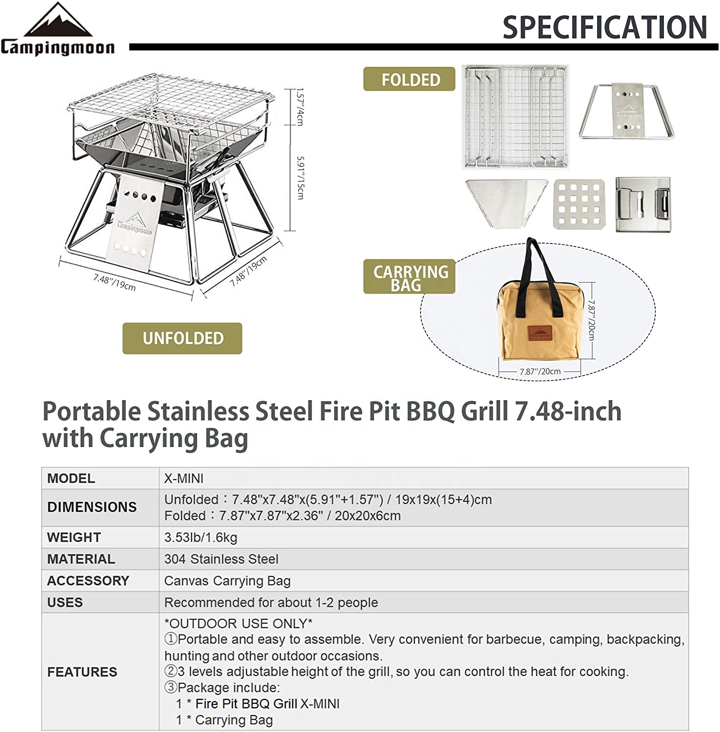 CAMPINGMOON เตาย่างถ่านบาร์บีค - Camping Cooking Burner บทวิจารณ์และราคา
