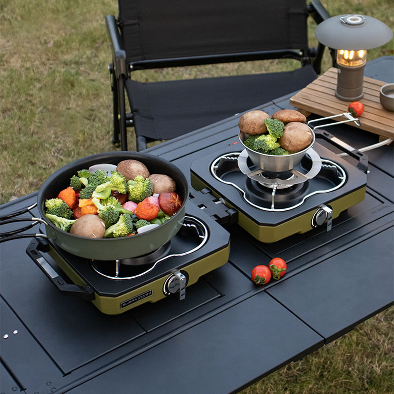 เตาแก๊สปิกนิกแบบพกพา หัวเตาคู่ - Camping Double Cooking Stove บทวิจารณ์และราคา