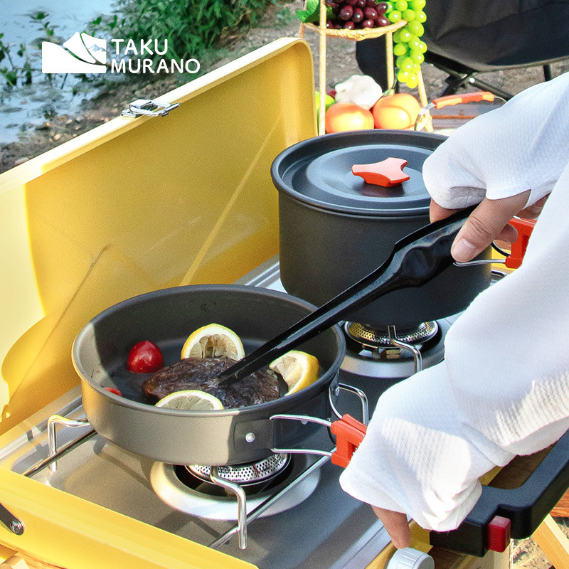ชุดอุปกรณ์ทำอาหารสำหรับตั้งแคม - Camping Cooking Set With Kettle บทวิจารณ์และราคา