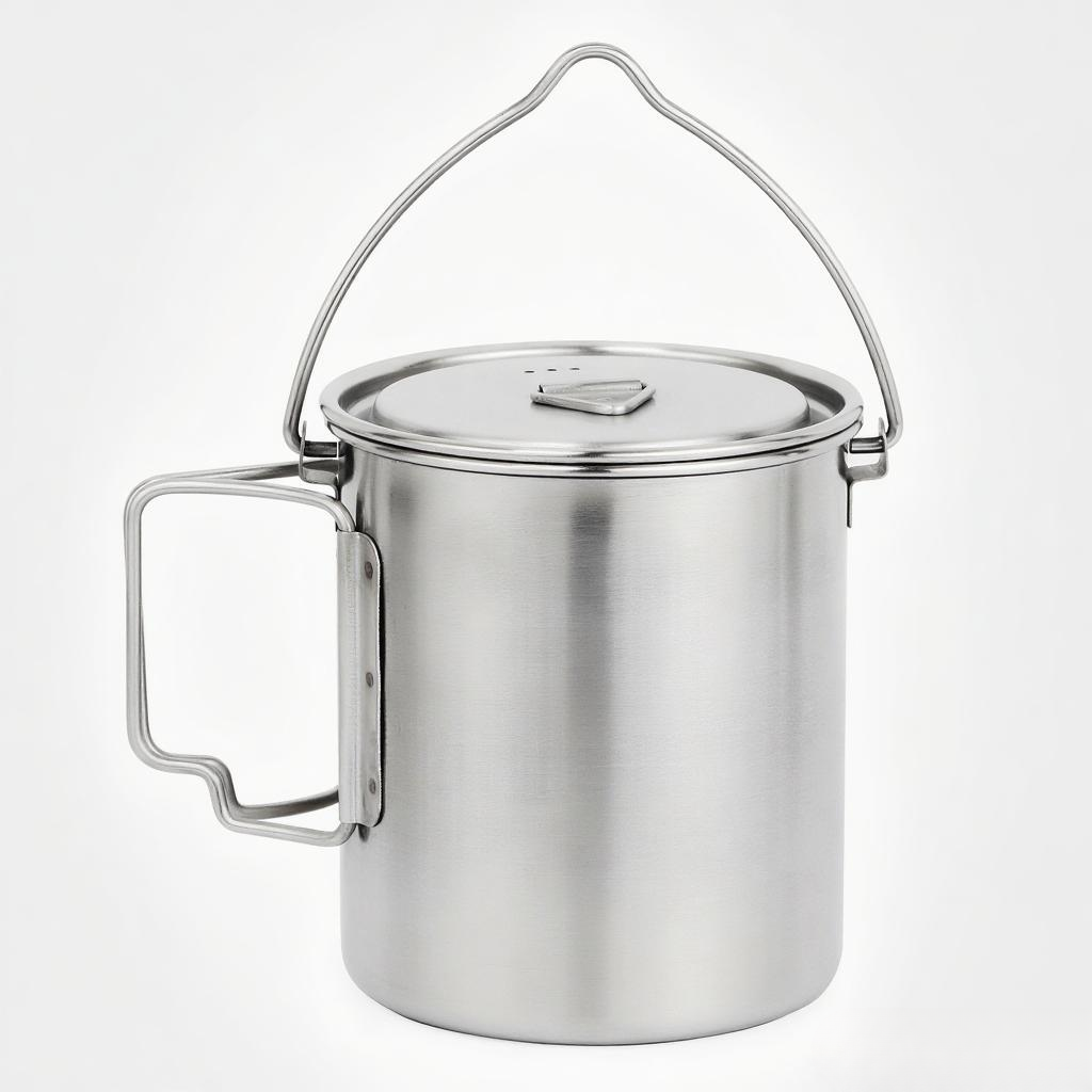 หม้อสแตนเลสขนาด 750 มล. แก้วน้ - Camping Cooking Pot With Lid บทวิจารณ์และราคา
