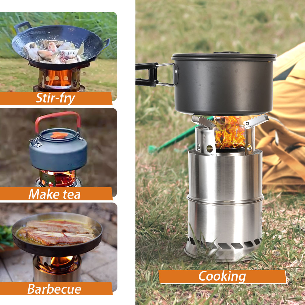 เตาไม้พกพาสำหรับตั้งแคมป์กลางแ - Camping Double Cooking Stove บทวิจารณ์และราคา