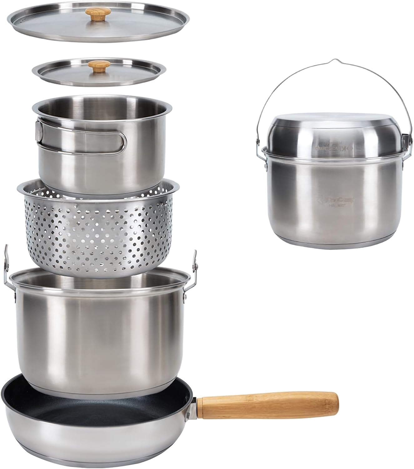 ชุดเครื่องครัวแคมป์ปิ้งสแตนเลส - Camping Cooking Set With Kettle บทวิจารณ์และราคา