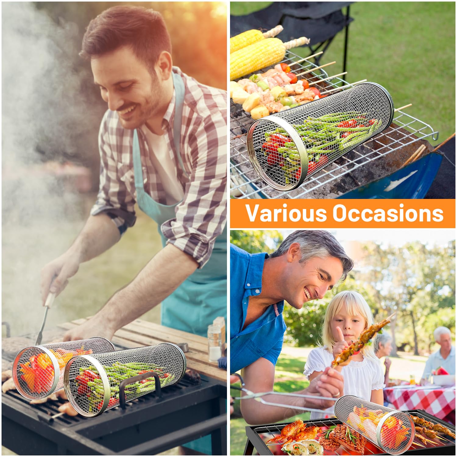 2 ชิ้น Rolling ย่างตะกร้าสําหร - Camping Cooking Accessories Set บทวิจารณ์และราคา