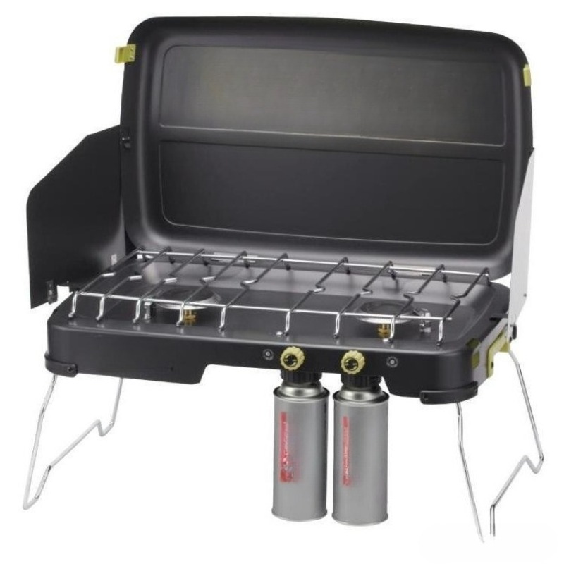 เตาแก๊สพกพาแบบสองหัวกันลมสำหรั - Camping Double Cooking Stove บทวิจารณ์และราคา