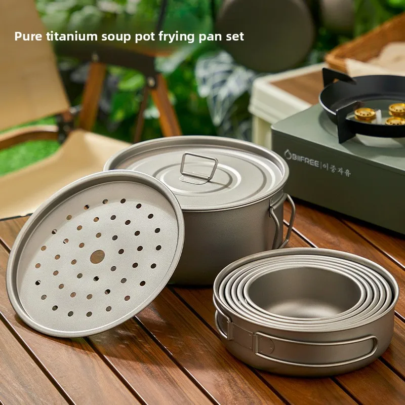 ไทเทเนียมกลางแจ้งชุดหม้อปิคนิค - Mess Kit Titanium บทวิจารณ์และราคา