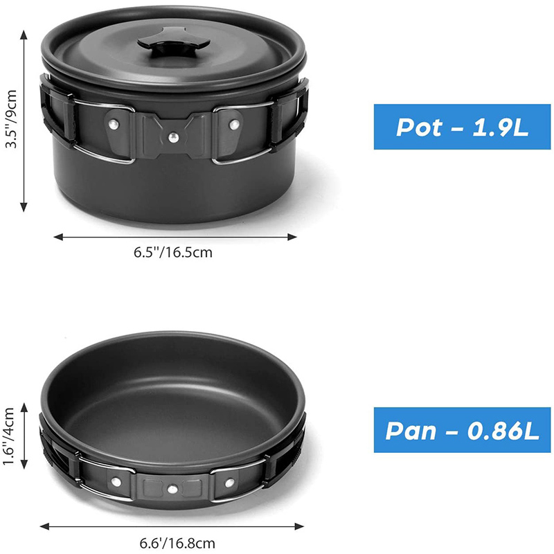 1 ชุดหม้อกลางแจ้ง กระทะ ชุดเคร - Camping Cooking Set With Kettle บทวิจารณ์และราคา