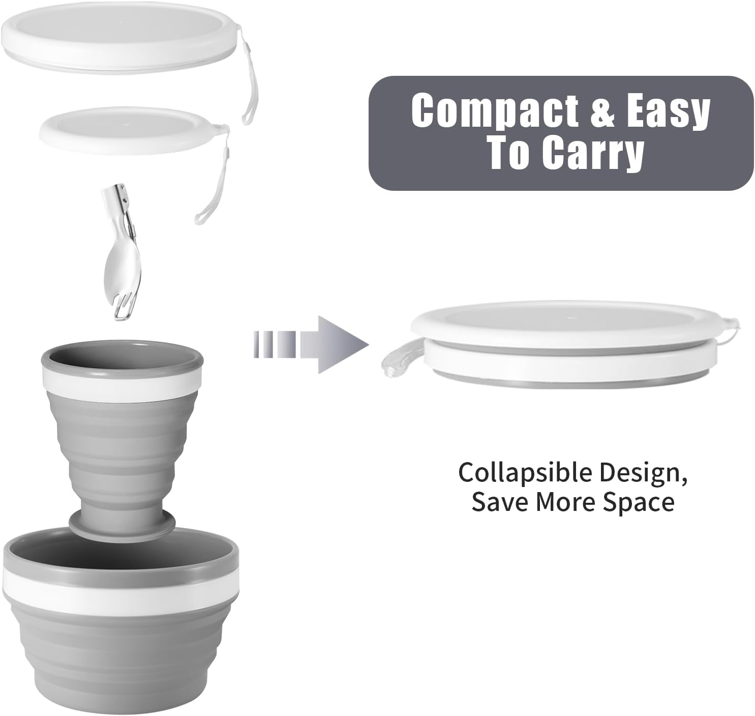 ชุดถ้วยและชามซิลิโคนพับได้ ชุด - Camp Spork Set บทวิจารณ์และราคา